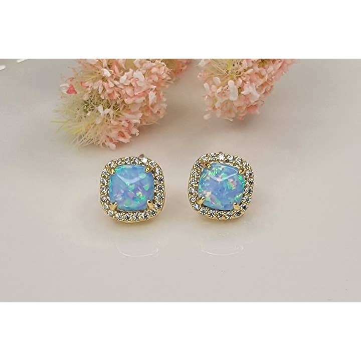 BETTYOH INC - Wholesale Stud/Post Earrings - LAB GROWN OPAL STUD EARRINGS.10