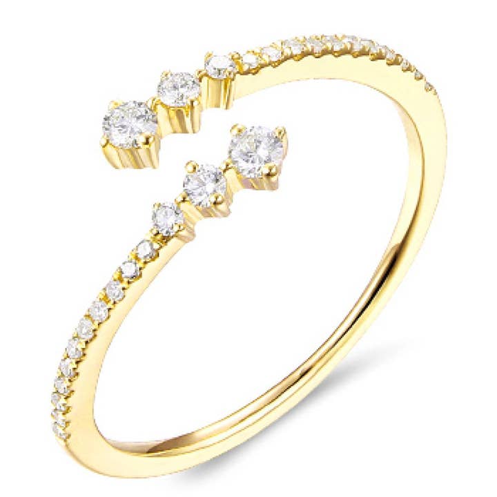 Gul guld diamant öppen justerbar ring i amerikansk storlek 6.5 för wholesale av Jewels of Mewar