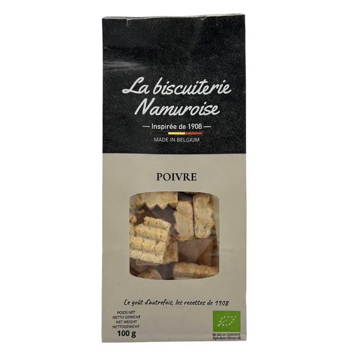 Galletas saladas - pimienta - BIO (BOLSA 100g) para venta al por mayor de La Biscuiterie Namuroise