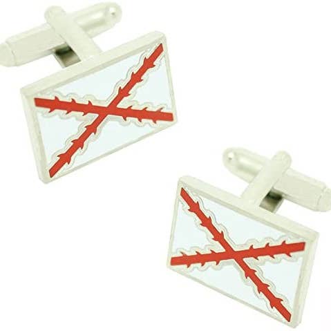 Rectangular Burgundy Cross Flag Shirt Cufflinks for wholesale by Beclosetoyou