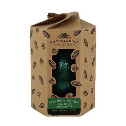 Almond & Sea Salt 70% Dark Chocolate Easter Egg for wholesale by Chocolarder