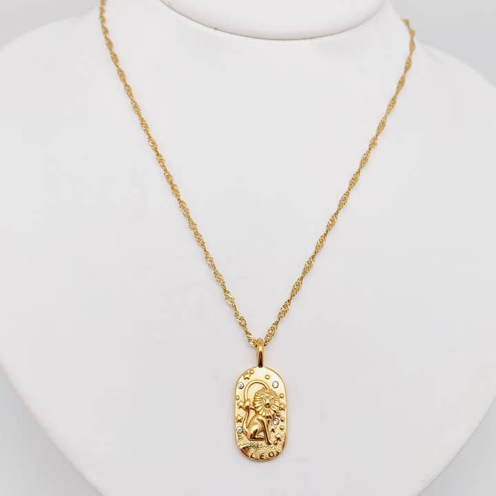 Mio Queena - Wholesale Pendant/Charm Necklace - Zodiac Design 18K Gold Plated 12 Constellation Necklace -FGS3