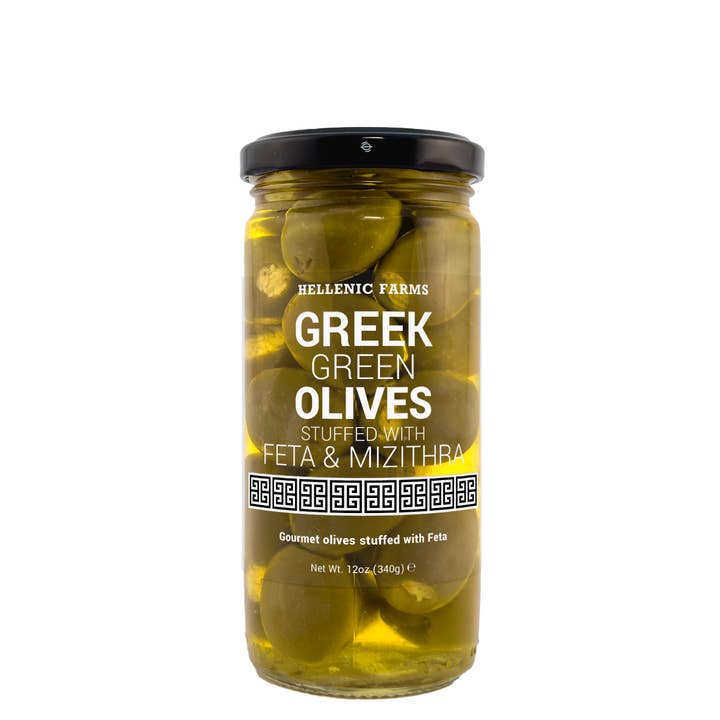 Hellenic Farms - Wholesale Olives - Hellenic Farms Greek Green Olives Stuffed w Feta & Mizithra