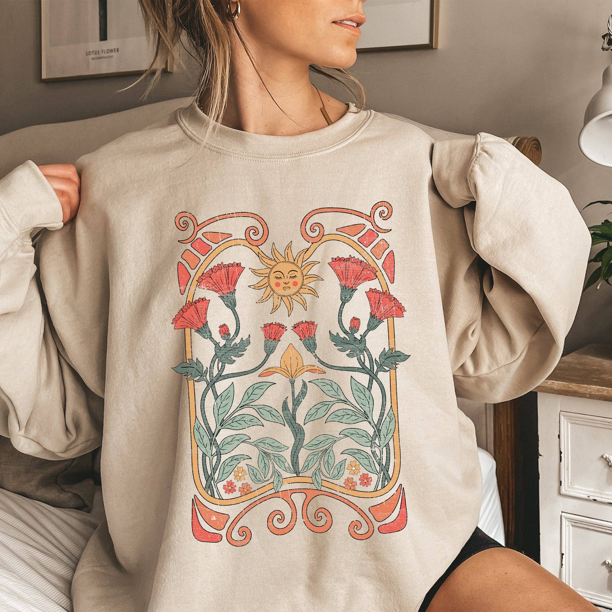 Refinery Number One LLC - Venta al por mayor Sudadera estampada - Mujer - Sudadera colorida con diseño Art Deco de estilo Art Nouveau celestial5