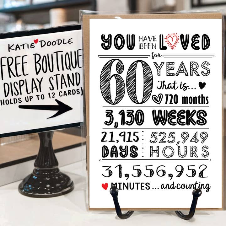 Birthday Cards Women, Men, Unique, Greeting Card (Bulk) 60th for wholesale by Katie Doodle | Boutique Greeting Cards & Birthday Gifts