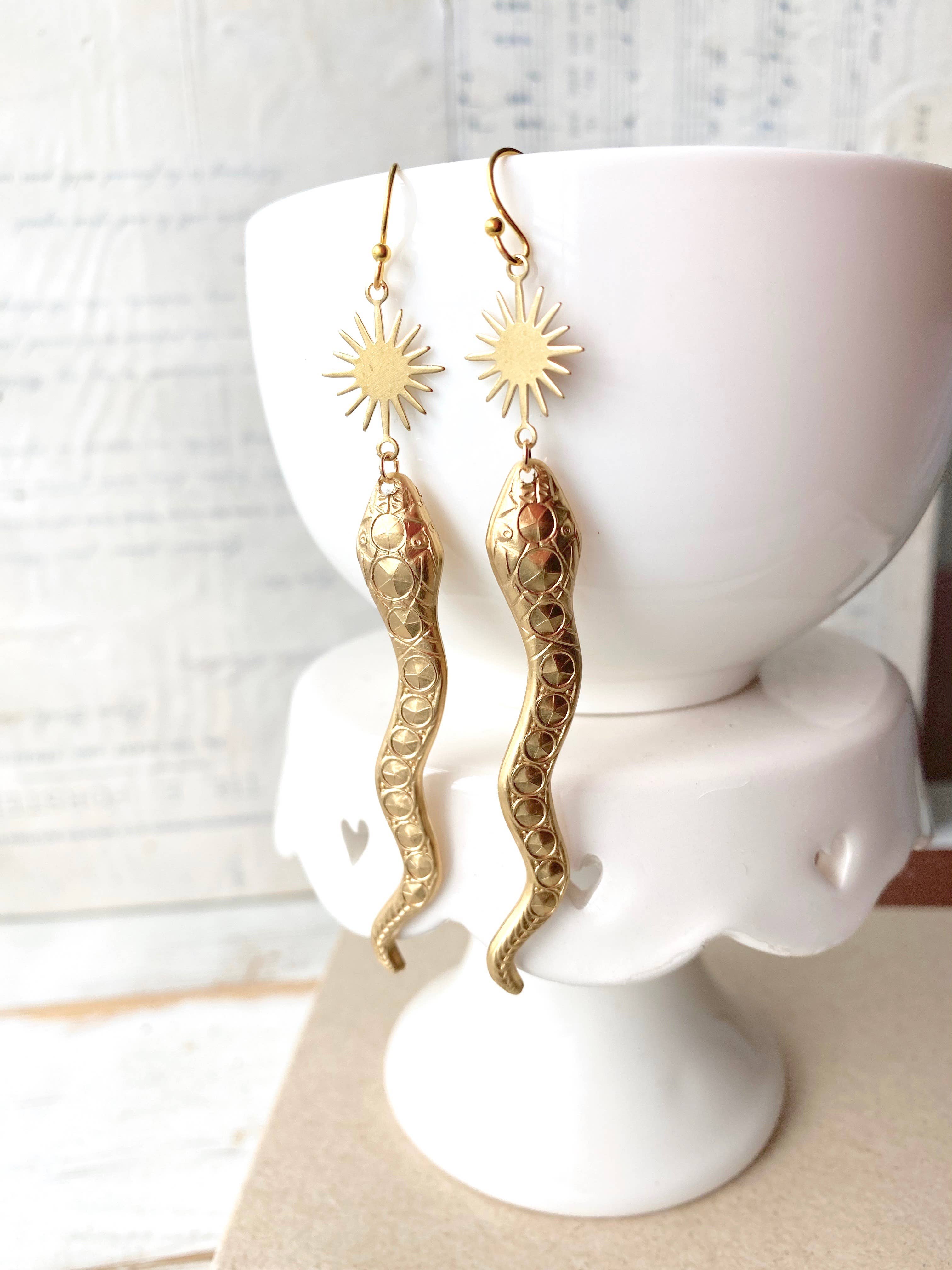 Red Truck Designs - Wholesale Dangle Earrings - Snake Desert Sun Earrings Gold Rattlesnake Southwest4