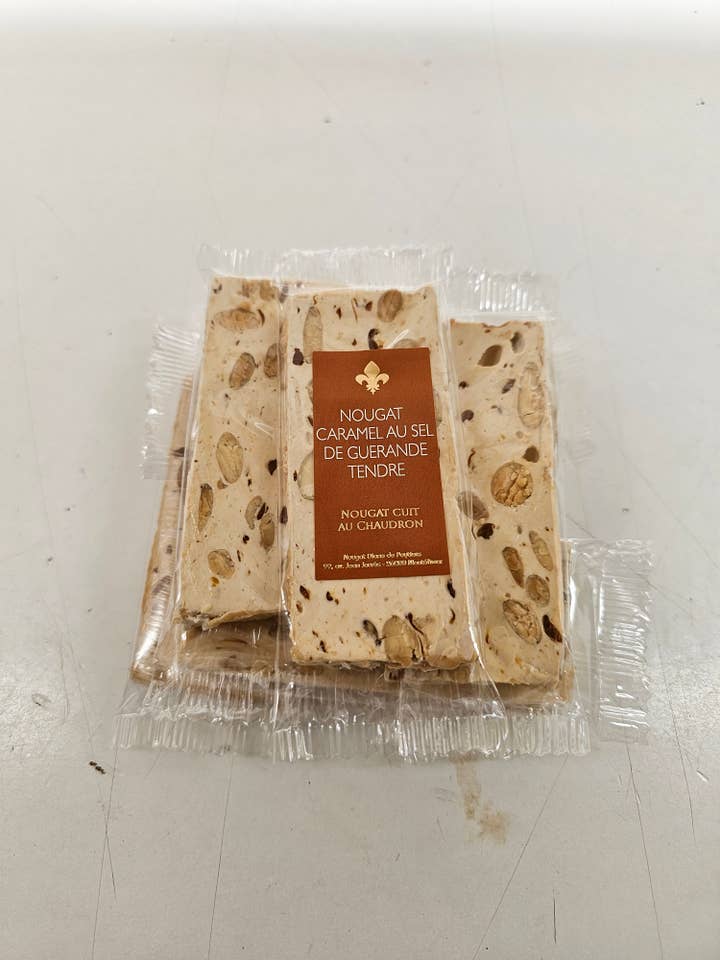 Barra de turrón de caramelo Isigny con sal de Guérande 35 g para venta al por mayor de Nougat Diane De Poytiers