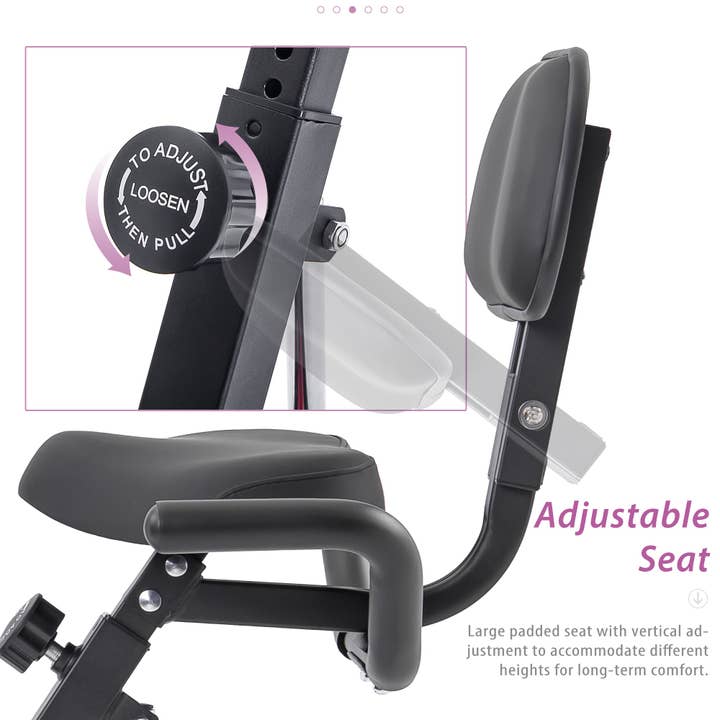 Orange County Decor - Wholesale Fitness Equipment - Folding Exercise Bike, Fitness Upright And Recumbent X Bike With 16 Level Adjustable Resistance, Arm Bands And Backrest Pink Metal14