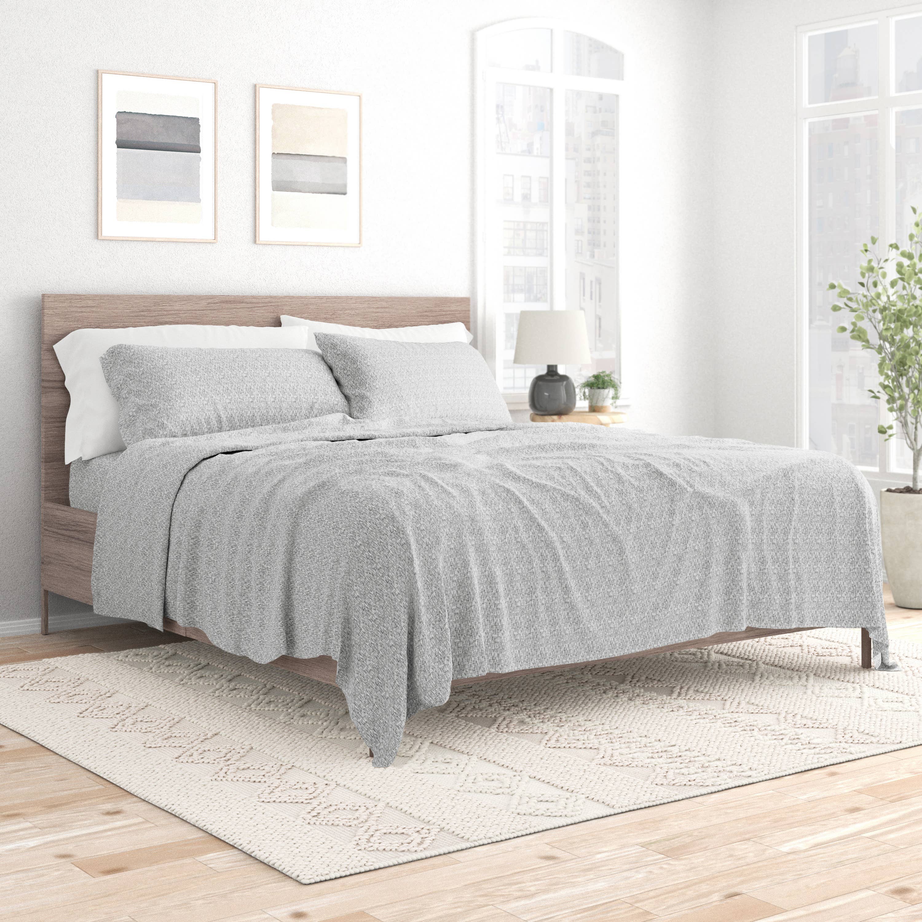 ienjoy Home - Vente Parures de lit - Ensemble de draps 4 pièces à motif de style chambray6