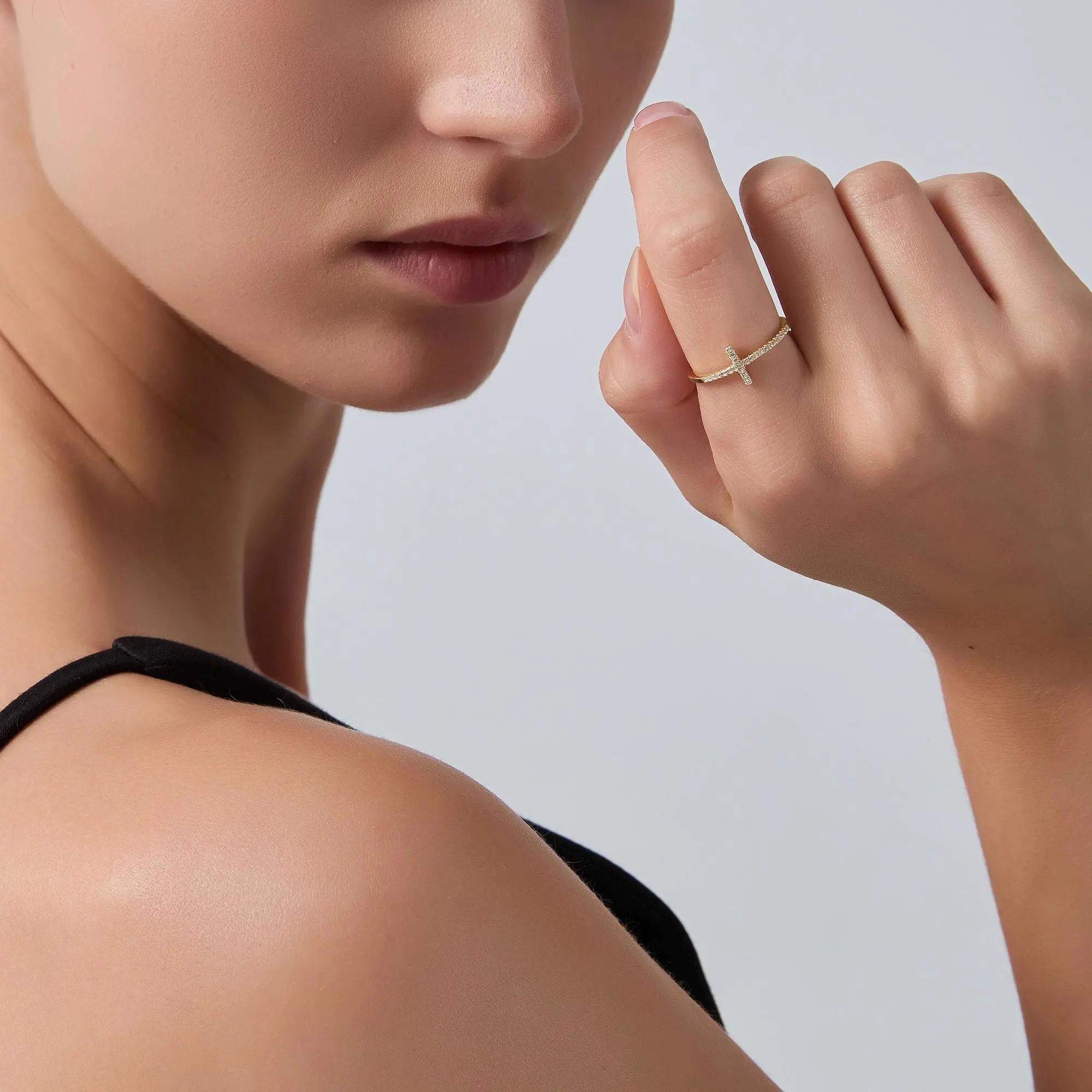 Perimade & Co. LLC - Wholesale Multi-Stone Ring - Pave Setting Cross Eternity Band Ring in 925 Sterling Silver3