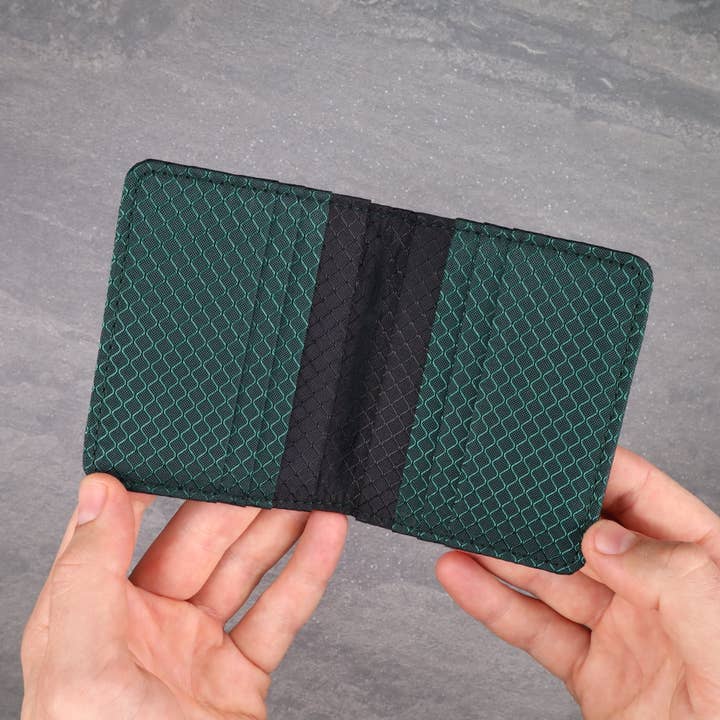 Carteira Vertical Bifold Tecido Ripstop Verde, Billfold Vegan por atacado de HOLD SUPPLY