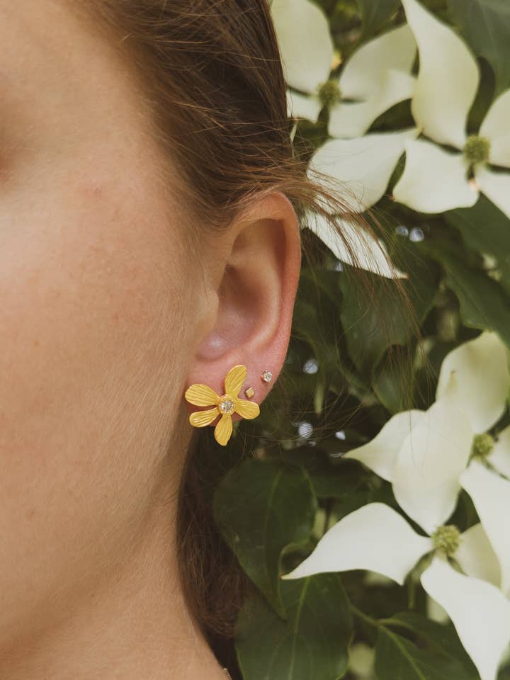 Five Petal Wild Flower Earrings for wholesale by Ash & Rose