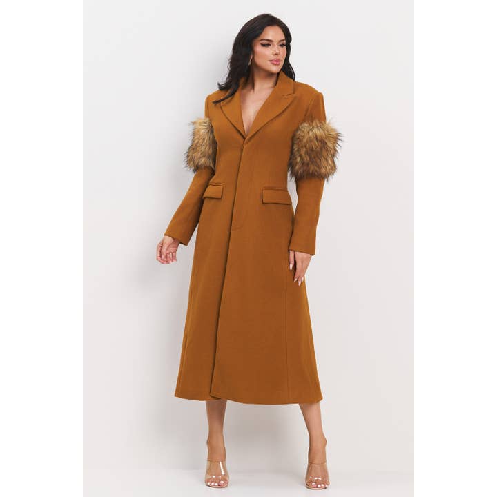 The Sang - Wholesale Coat - Women's - SLEEVE FAUX FUR ATTACHED MAXI COAT
