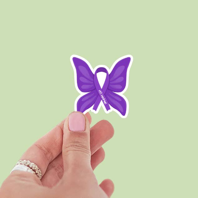 Autocollant vinyle « ruban papillon » pour la sensibilisation au syndrome de Rett pour la vente par Limes & Lilly