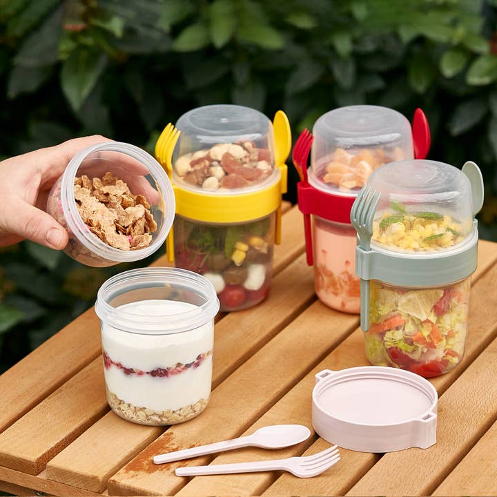 Yogurt Parfait Cups with Lids, Reusable Set of 4 for wholesale by Crystalia