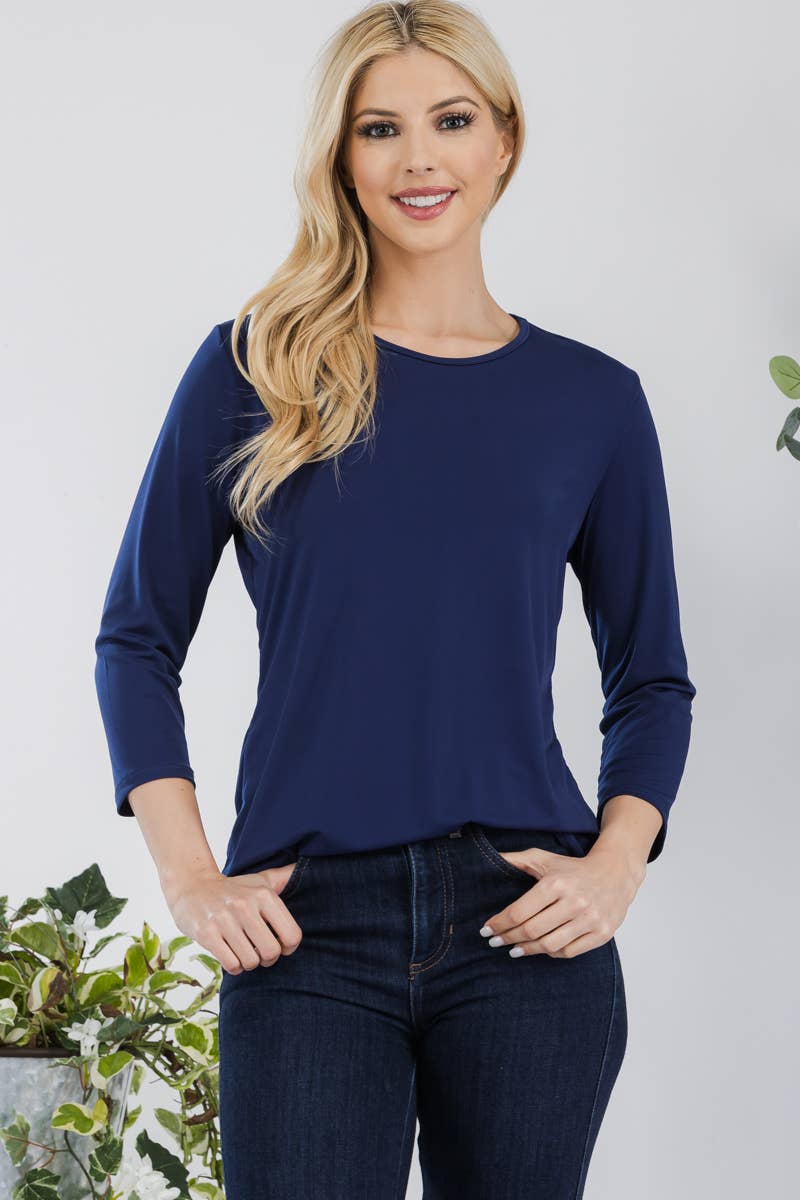 Celeste Clothing - Wholesale T-Shirt - Women's - CLASSIC 3/4 SLEEVE CREW NECK TOP -CT1321426