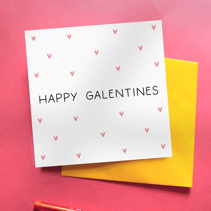 Cartão de Corações Amorosos de Feliz Galentine's por atacado de Coffee and a Catfish
