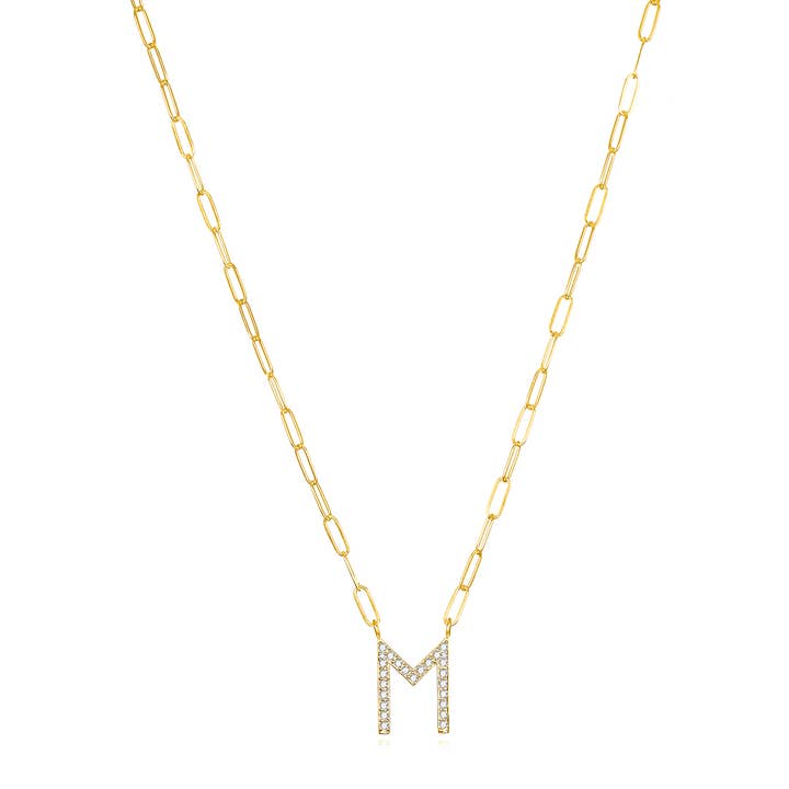 Amelia Rose Jewelry - Wholesale Pendant/Charm Necklace - Grand Diamond Initial Necklaces-All Letters Gold20