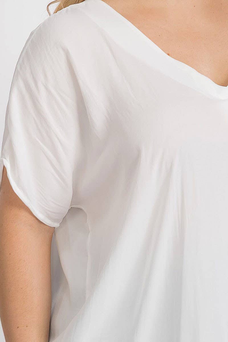 ROUSSEAU - Venta al por mayor Blusa - Mujer - Blusa túnica de manga corta con cuello en V11