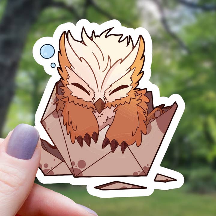 Baby Tabletop RPG Monster D20 Polyhedral Dice Sticker - 3" for wholesale by Mimic Gaming Co