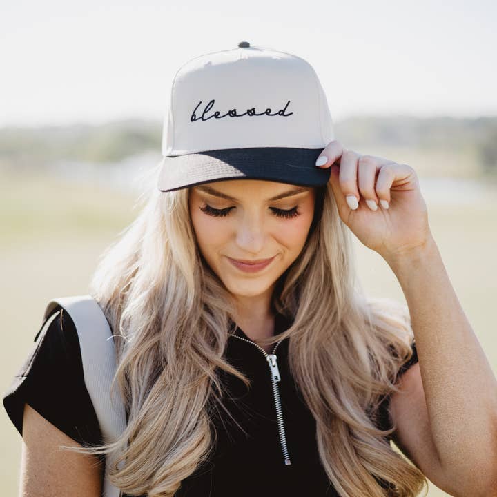 Katydid - Wholesale Trucker Hat - Women's - Blessed (Cursive) Wholesale Two-Toned Vintage Hat