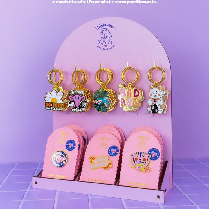 MALICIEUSE - Wholesale Jewelry Stand & Display - Wooden Pin and Keychain Display - Shop Display3