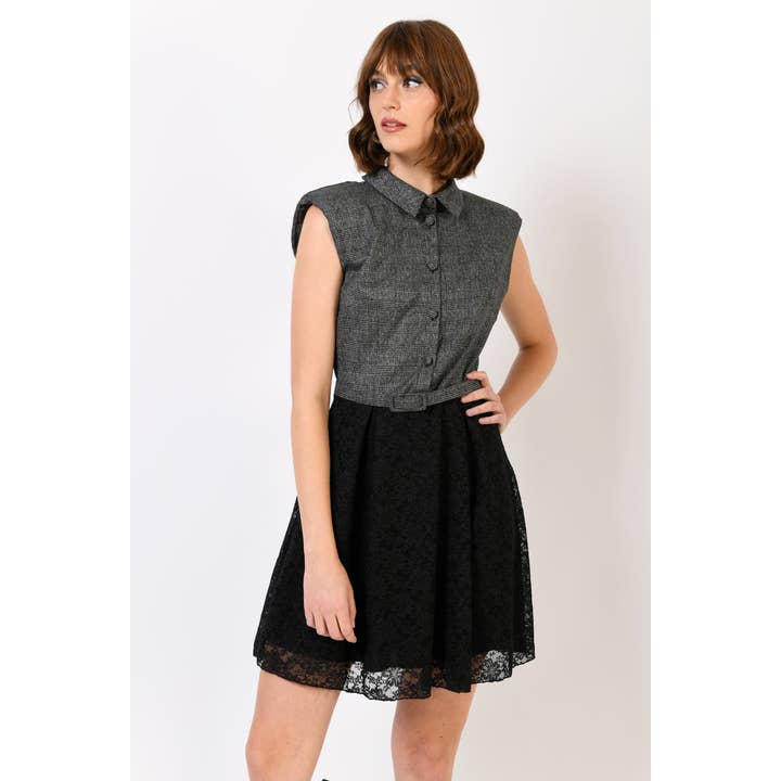 Robe à carreaux en lurex et dentelle pour la vente par Nuna Lie