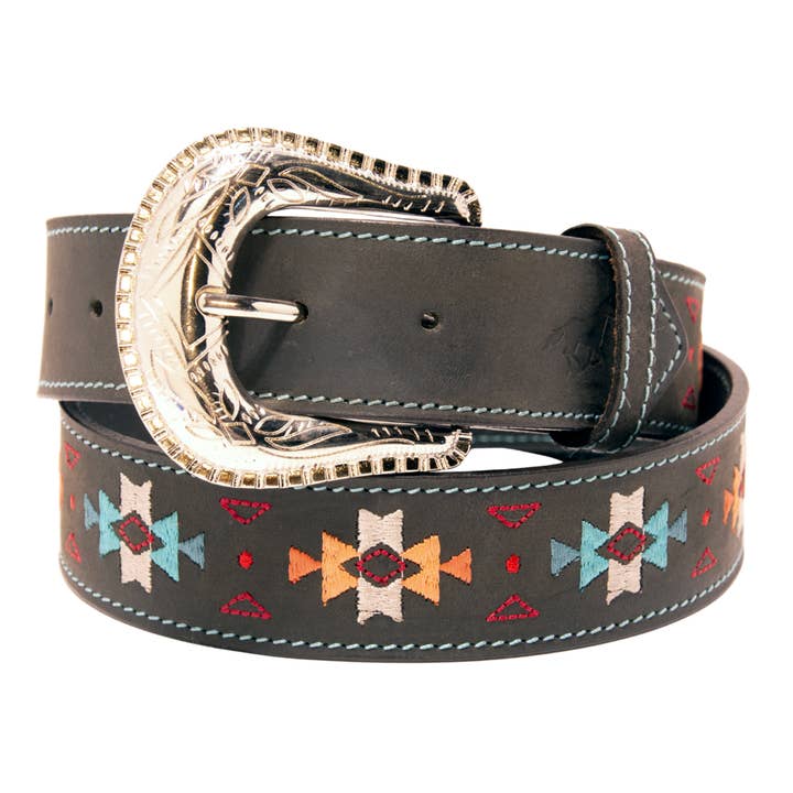 Southwestern Embroidery Top Grain Leather Belt for wholesale by Western Express