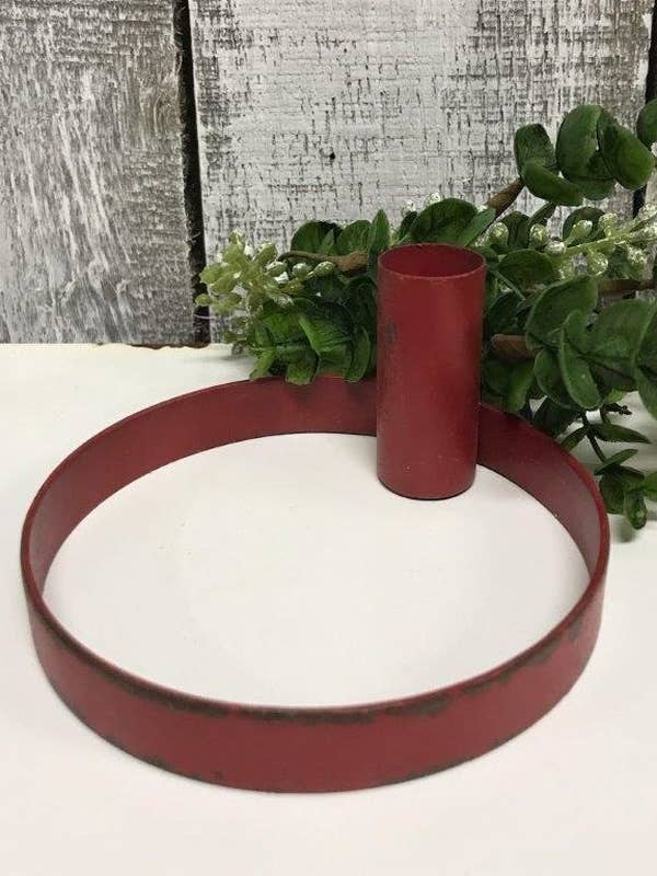 Red Distressed Circular Taper Candle Holder for wholesale by DNS Designs