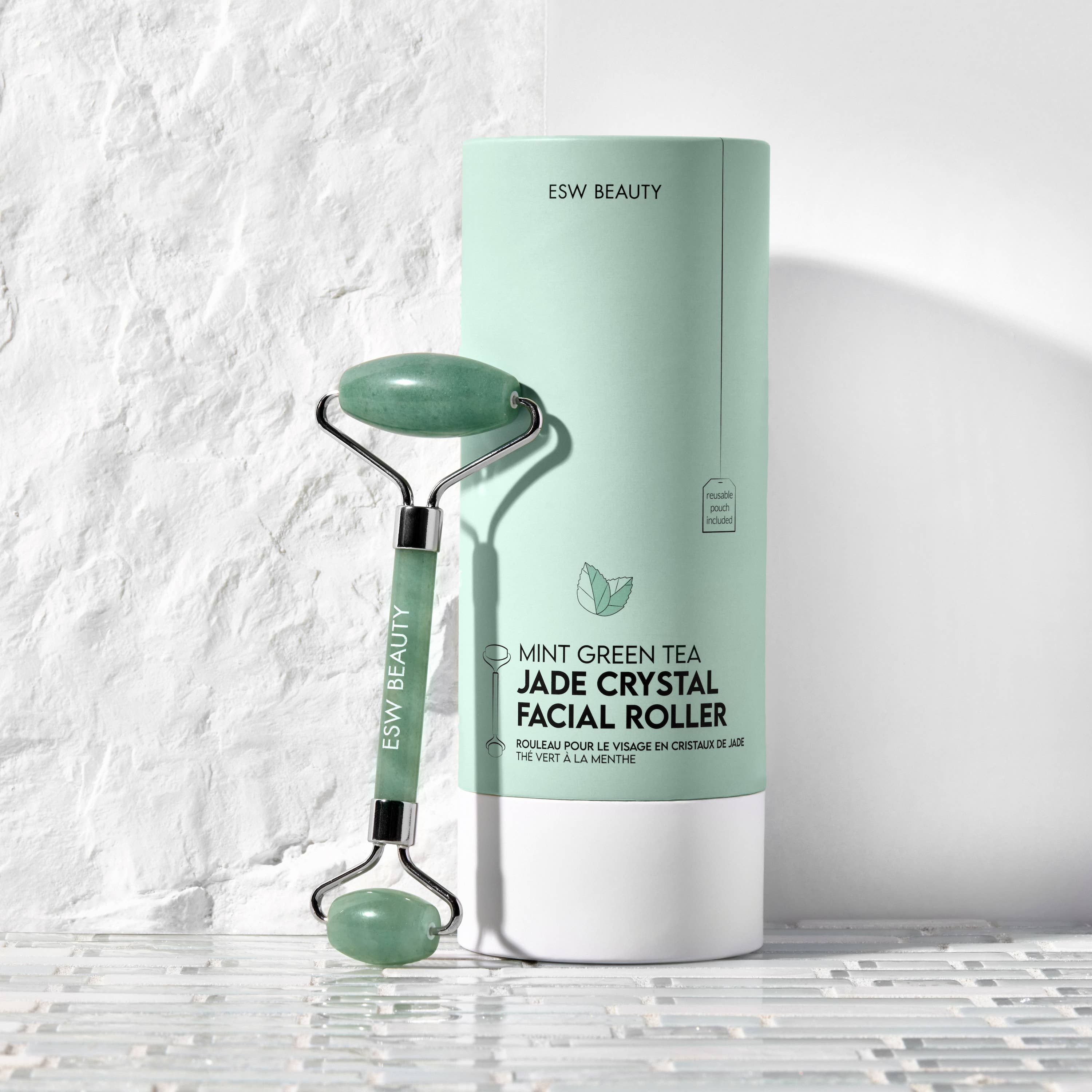 ESW Beauty - Wholesale Face/beauty roller - Mint Green Tea Jade Crystal Facial Roller9