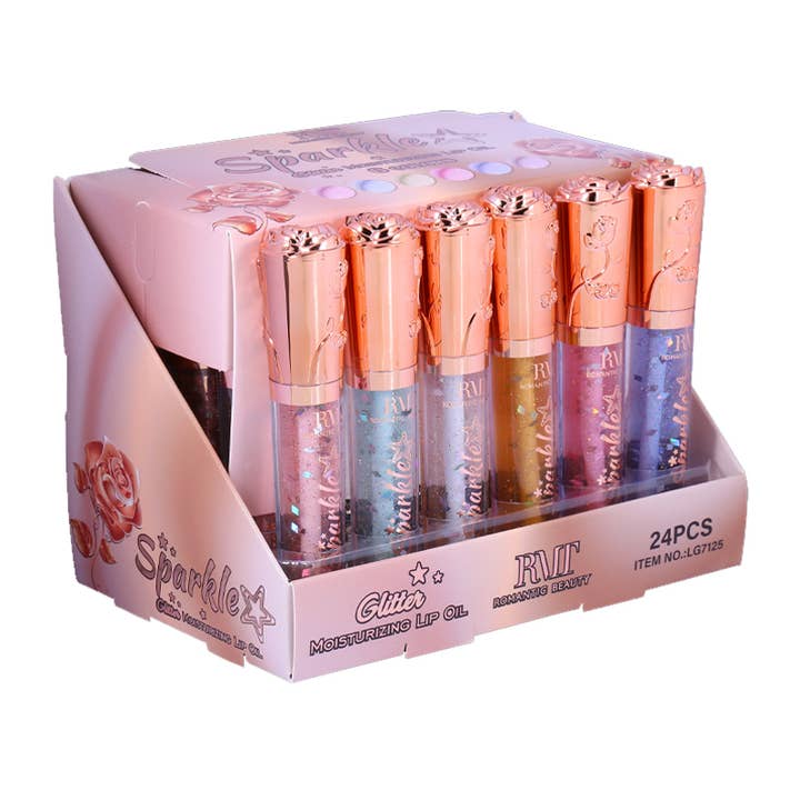 PINEAPPLE Beauty - Wholesale Lip Gloss - Romantic Beauty LG7125 Sparkle Glitter Lip Oil - 24 pcs
