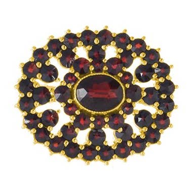 Broche med bøhmisk granat rund#4 for engroshandel hos Madeka e.U.