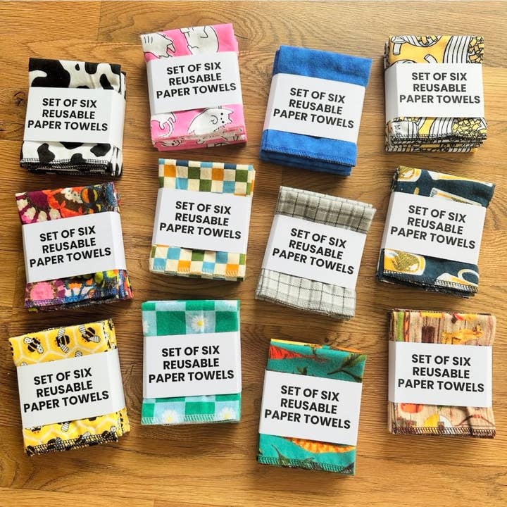 Assorted Six Pack Reusable Paper Towels for wholesale by Craftinista Girl