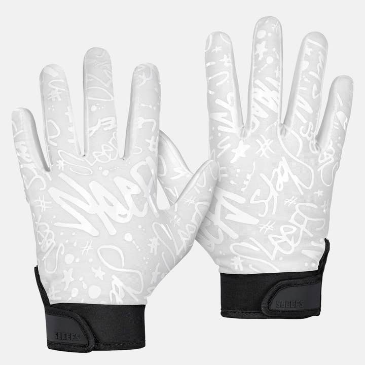 White Momma Sticky Football Receiver Gloves for wholesale on Faire