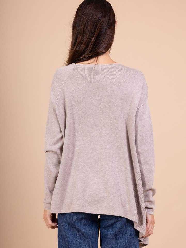 L'Emotion - Wholesale Tunic Sweater - Women's - Stripes Relief Asymmetric Cut Tunic Sweater8