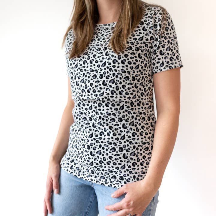 Fred & Noah – wholesale Nursing top – Maternity – Monochrome Leopard print Breastfeeding Top1