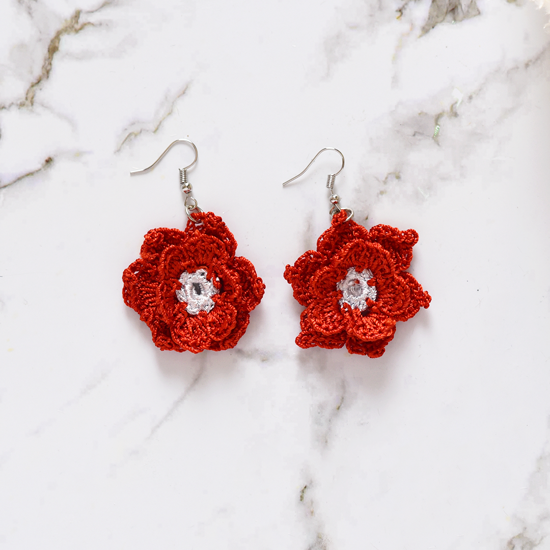 ShopConsciously - Wholesale Dangle Earrings - 2 Tone Hand Crochet Flower Earrings1