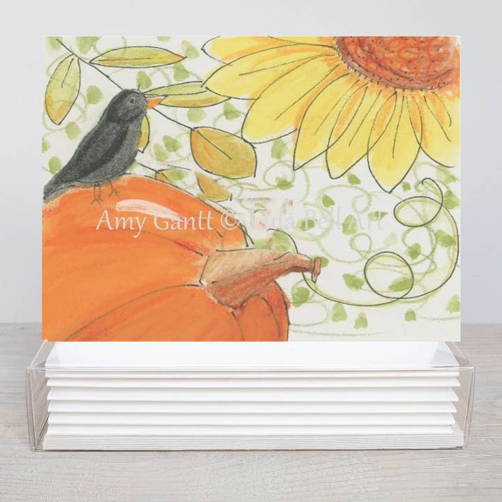 Fall - Autumn Black Bird Boxed Note Cards for wholesale by Lula Bell Cards and Gifts