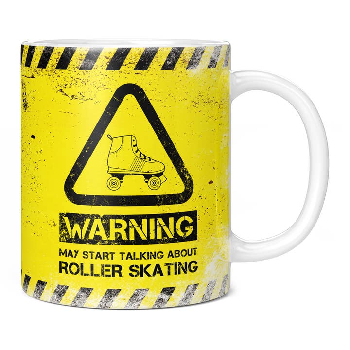 Warning May Start Talking About Roller Skating Mug for wholesale by Mug Monster