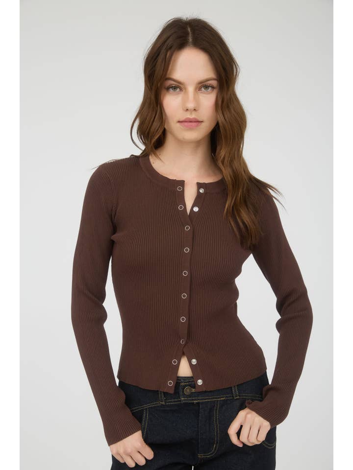 The Workshop Studio - Vente Cardigan – femme - GILET EN MAILLE À COL ROND AVEC BOUTONS-PRESSION32