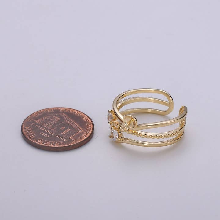 Aim Eternal - Wholesale Cocktail/Statement Ring - Ring Setting, Gold Ring Accessories, Pearl Ring Empty Holder, Jewelry DIY, Jewelry Making, Ring Base, Minimalist Ring Supply, K-869