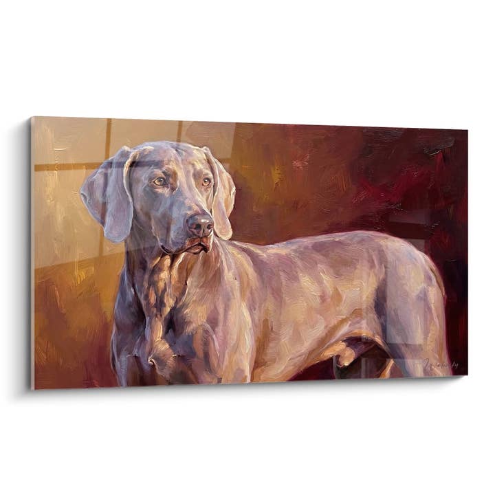 Gray Dog with Melancholic Gaze Painting - Expressive Portrait - Weimaraner Edition for wholesale by Walensky
