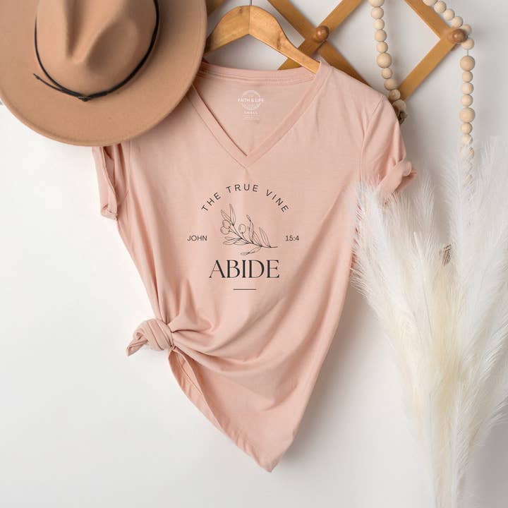 Faith & Life Christian Brands - Wholesale Screen Printed T-Shirt - Women's - Abide Olive Branch Vine Women's Christian Graphic T-Shirt6