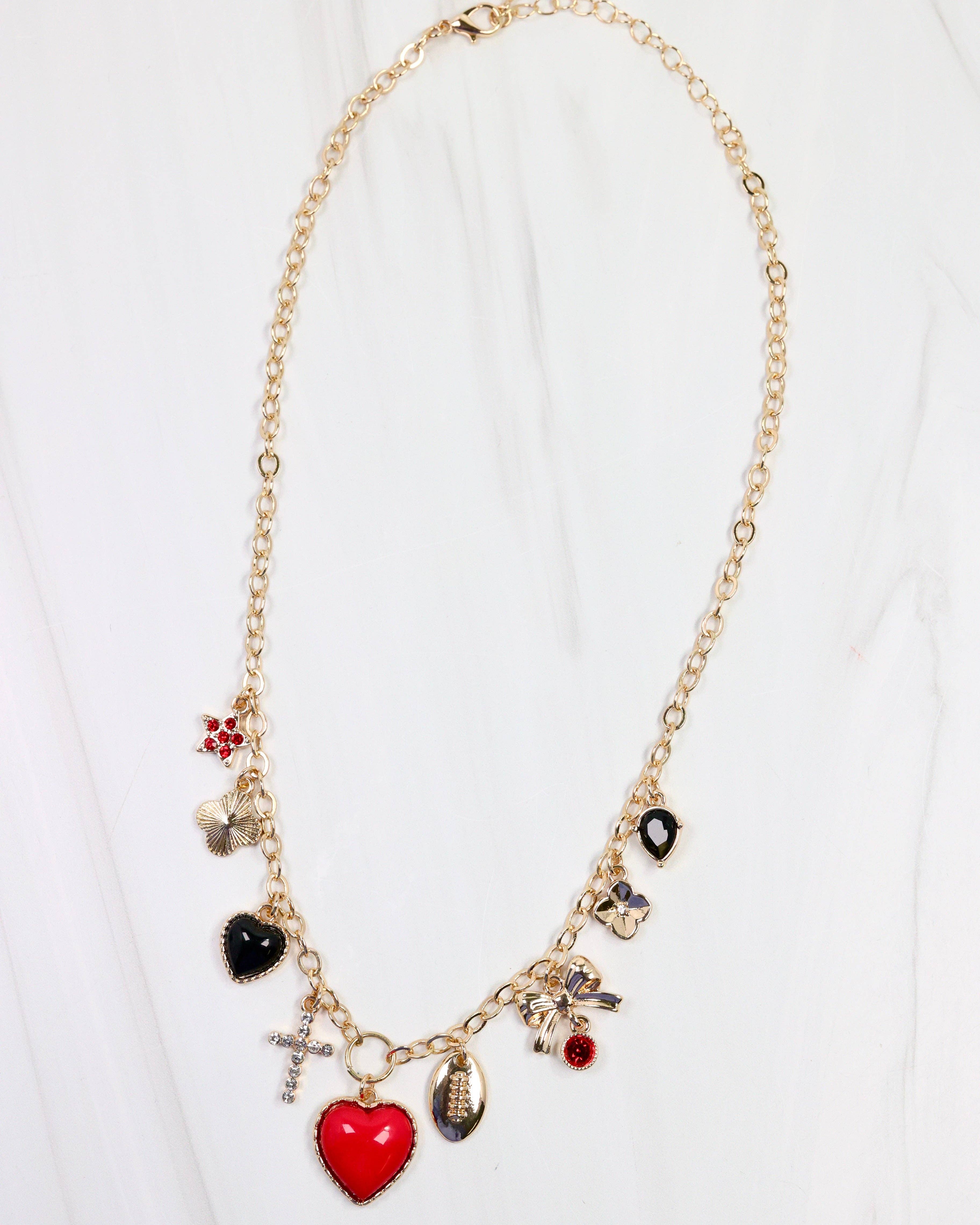 Caroline Hill - Wholesale Pendant/Charm Necklace - Bentley Charm Necklace RED BLACK1