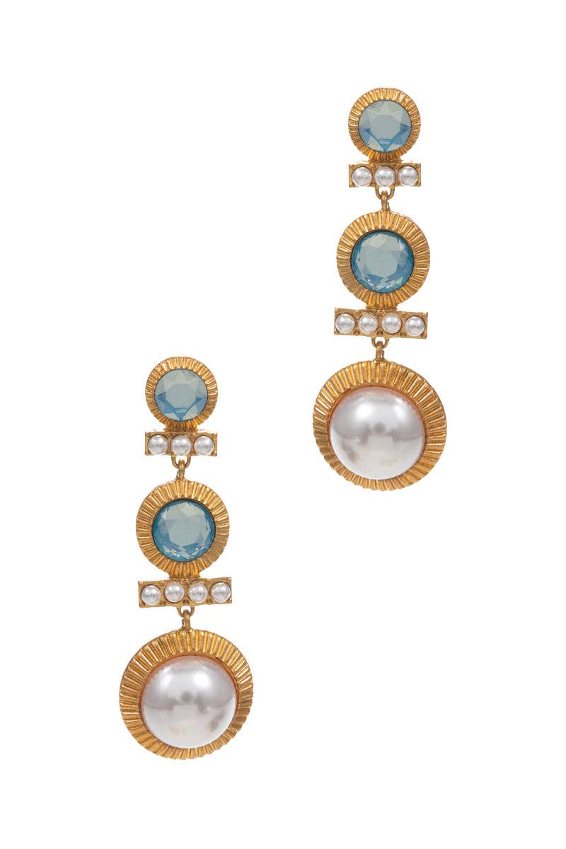 Designature New York – Großhandel Ohrhänger – Ohrringe mit linearem Design aus Perlenglas und drei Tropfen.0