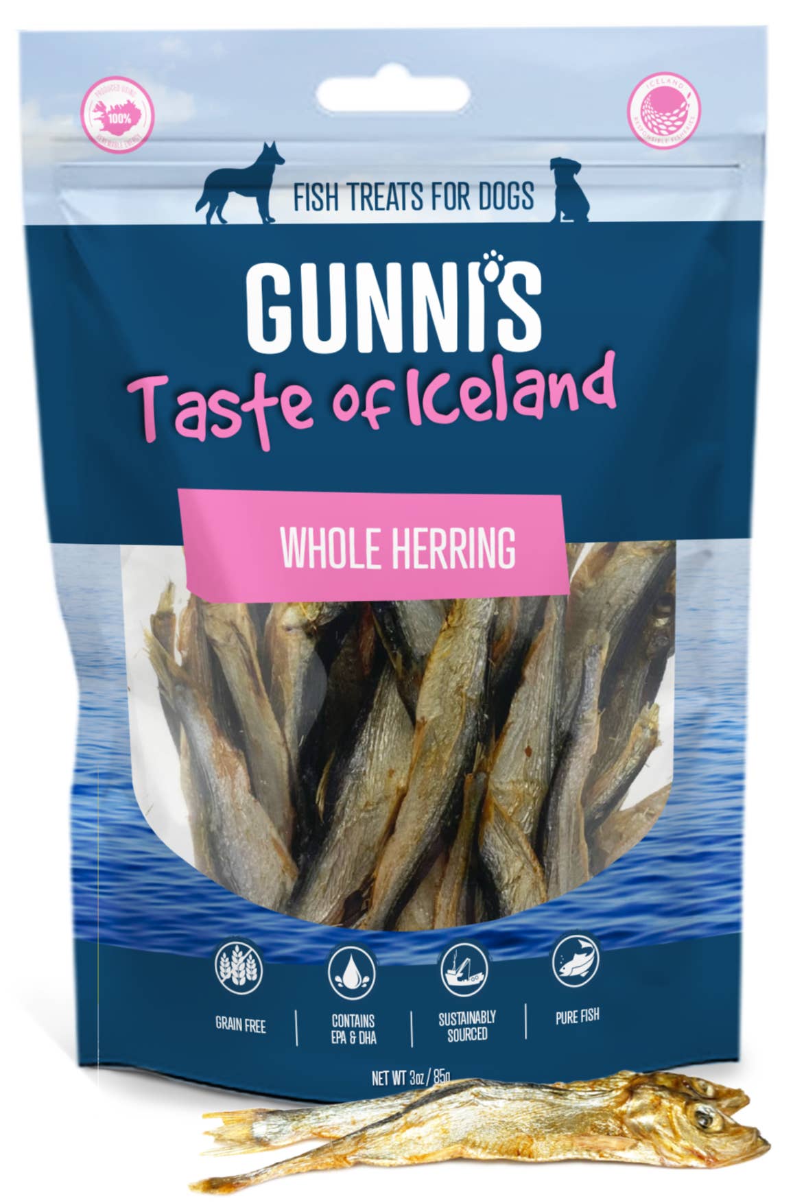 Gunni's Pet - Wholesale Pet Treats - Dog - 3oz WHOLE HERRING