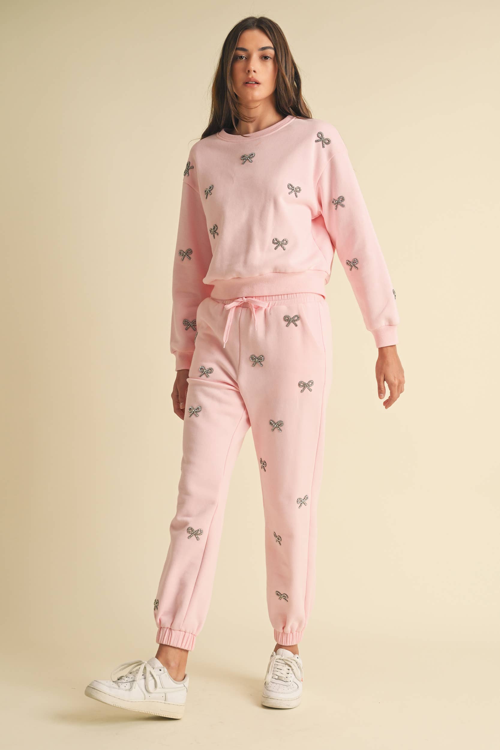 EB LUXE - Vente Pantalon d'intérieur/de jogging – femme - Pantalon de jogging orné d'un nœud en strass rose3