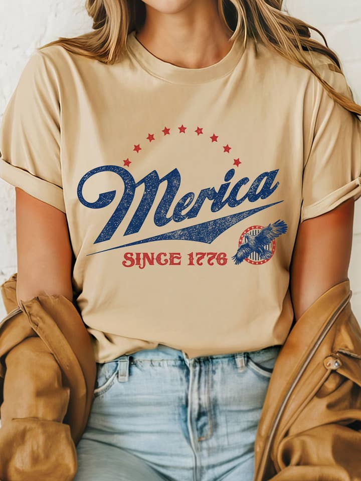 Rustee Clothing - Wholesale Screen Printed T-Shirt - Women's - MERICA SINCE 1776 EAGLE GRAPHIC TSHIRTS3