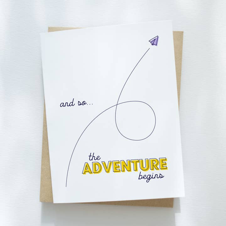 Carte de félicitations « Et c'est ainsi que l'aventure commence » pour la vente par Holling & West