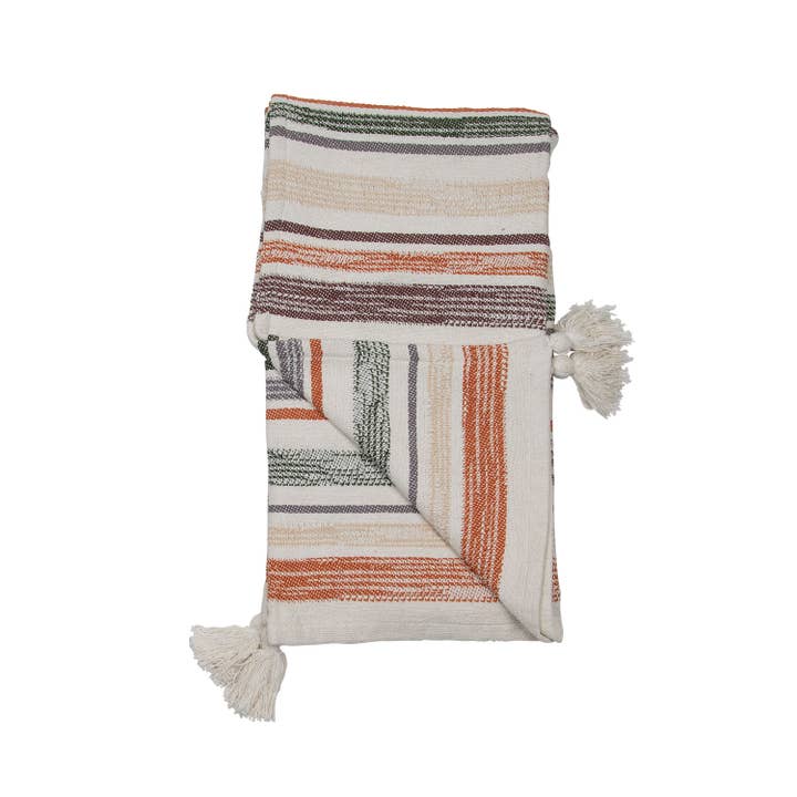 Foreside Home & Garden - Wholesale Throw Blanket - Hayes Woven Cotton Throw Blanket with Tassels Fall Decor1